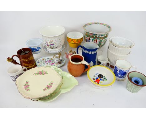 Mixed ceramics to include Minton Haddon Hall, Aynsley, Adams, Wedgwood with a collection of small jardinieres / cachepots inc