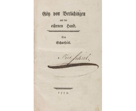 Johann Wolfgang von Goethe     Götz von Berlichingen mit der eisernen Hand. Ein Schauspiel. [Darmstadt, Eylau für Merck] 1773