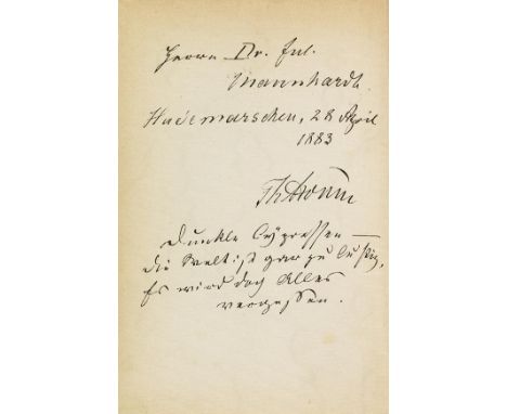 Theodor Storm    Gedichte. Berlin, Gebr. Paetel 1880. - Widmungsexemplar für den Augenarzt und Schriftsteller Dr. Julius Mann