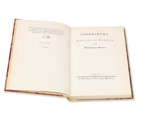 Hermann Hesse    Siddhartha. Eine indische Dichtung. Berlin, S. Fischer 1922. - Einer der großen literarischen Texte des 20. 