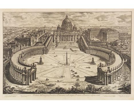 Giovanni Battista Piranesi     Veduta dell'insigne Basilica Vaticana coll'ampio Portico, e Piazza adjacente. Radierung von Gi