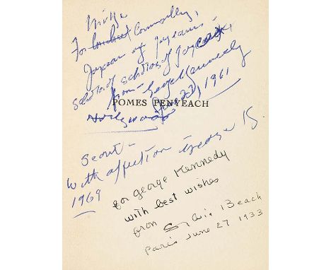 James Joyce     Pomes Penyeach. Paris, Shakespeare &amp; Company 1927.  Erste Ausgabe mit eigenhändiger Widmung mit Unterschr