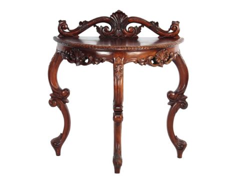Colonial style console table with carved edge and curb, 90 cm high, 85 cm wide, 41 cm deep