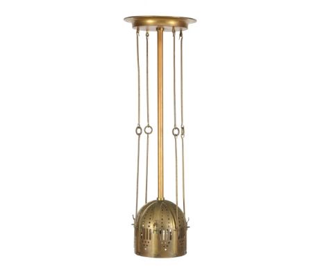 Amsterdam School copper hanging lamp, 105 cm high