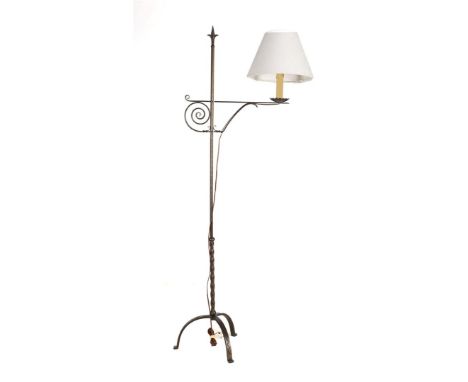 Wrought iron floor lamp, height adjustable, 178 cm high