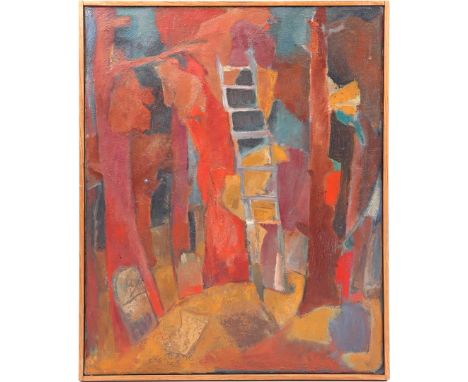 Cees Kortlang (1926-2008)Composition with ladder, canvas dated 1958, 74x60 cm