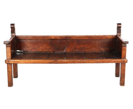 Antique chestnut bench, Holland ca. 1700, 192 cm wide, 96 cm high, 60 cm deep