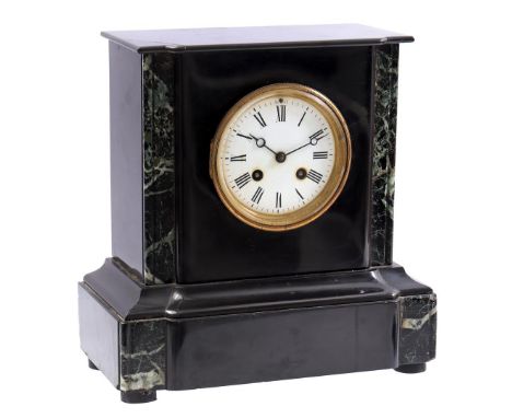 Table clock in a black marble case, 28 cm high