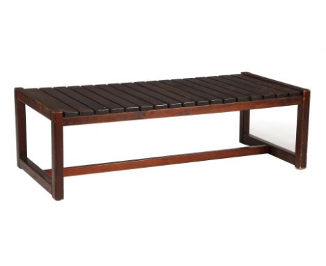 Pine slatted sofa/coffee table, Netherlands 1960s/70s, 37 cm high and top size 123x57 cm