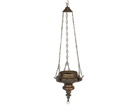 Copper God's lamp, 135 cm high, 38 cm diameter
