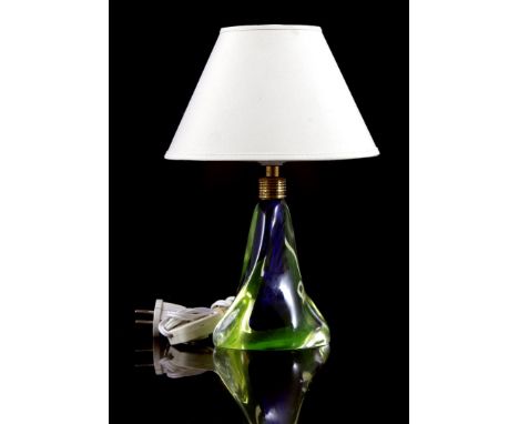 Polychrome colored glass table lamp, possibly design Pietro Toso for Murano, not marked/stickered, 30 cm high