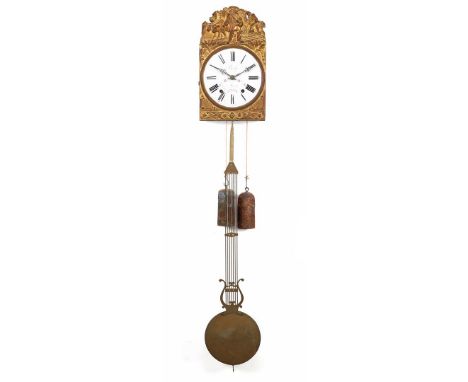 Comtoise clock with harp pendulum and address Bailly a Nolay