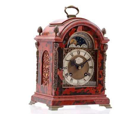 Joseph Windmil London table clock with tortoiseshell decor and Lenzkirch movement with moon phase, England ca. 1925, 23 cm hi