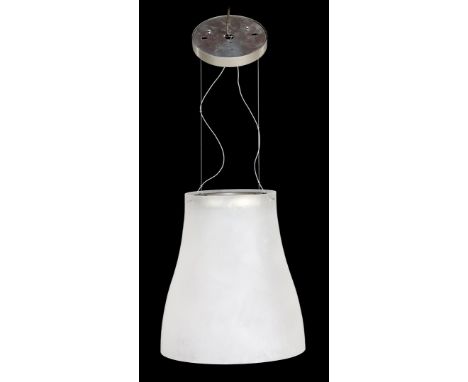 Glass hanging lamp with ribbed surface, design Roberto &amp; Ludovica Palomba for Foxcarini, model Dom Grande Suspension, Ita