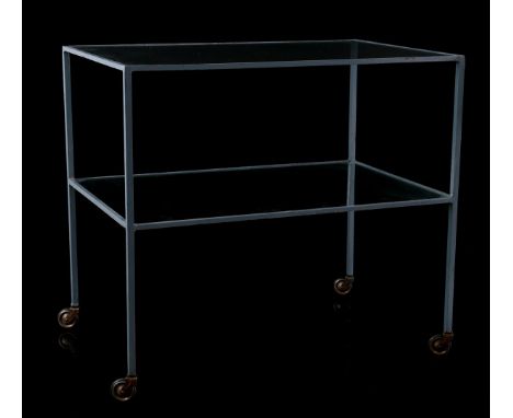 Minimalist mobile metal coffee table with shelf, possible design Franco Camp &amp; Carlo Graffi for Artimeta, the Netherlands