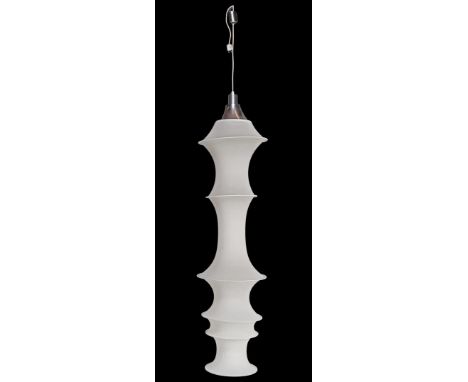 Bruno Munari (1907-1988)Textile hanging lamp with aluminum rings, design Bruno Munari for Danese Milano, Italy design year196