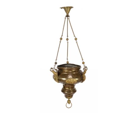 Copper God's lamp, 110 cm high, 40 cm diameter