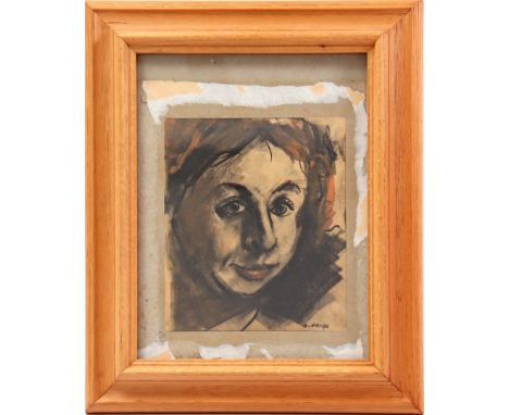 Bob ten Hoope (1920-2014)Portrait of a girl, crayon 23x20 cm