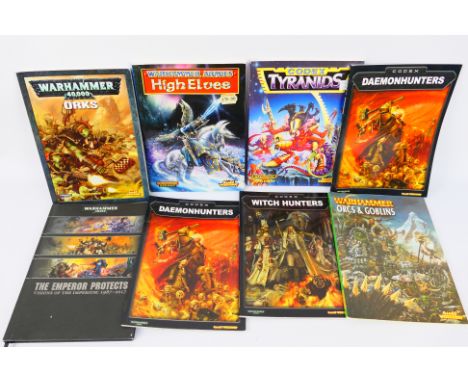 Warhammer - Games Workshop - Citadel - A group of eight Warhammer books. Lot includes Warhammer 'Daemonhunters - Codex'; Warh