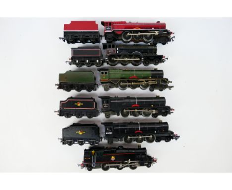 Tri-ang - Hornby - A group of unboxed OO gauge locomotives including a Standard Class 3mt tank engine, a Class B12 number 615