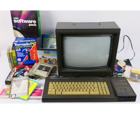Amstrad - An unboxed vintage Amstrad CPC6128 128K Colour PC with an Amstrad CTM644 colour monitor, and a group of vintage gam