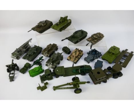 Dinky - Corgi - Solido - Crescent - A group of military vehicles including Leopard Tank # 243, Scorpion Tank # 690, 155mm Mob