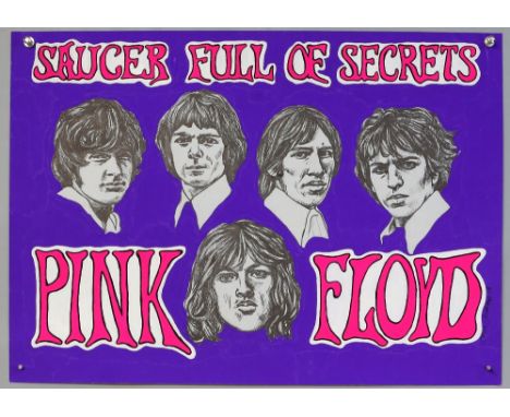 Pink Floyd - Saucer Full of Secrets - Original hand painted artwork by John Judkins, signed &amp; dated 68, flat, 20 x 27.5 i