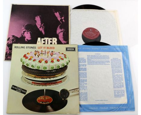 The Rolling Stones - Two Vinyl LPs, Let It Bleed Blue Stereo SKL 5025 with poster &amp; sticker &amp; After-Math Mono LK 4786