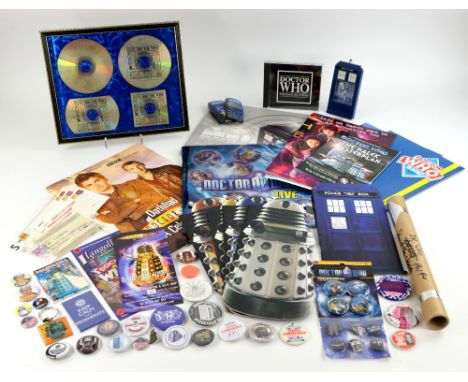 Doctor Who - Collection of memorabilia including original Doctor Who Variations on a Theme CD from 1989, Presentation CD set 