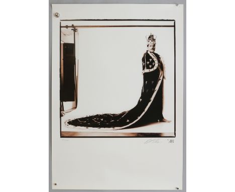 Queen - A2 Limited edition signed print of Freddie Mercury in his royal robes by photographer Peter Hince. No 708/1200, 16.5 