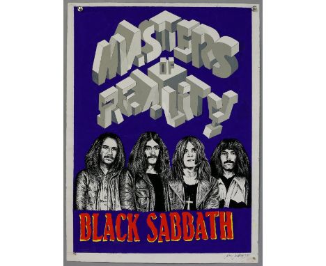 Black Sabbath - Masters of Reality - Original hand painted artwork by John Judkins, signed &amp; dated 75, flat, 22.5 x 30 in