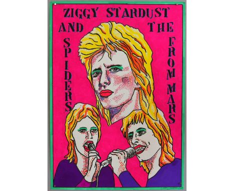 David Bowie - 'Ziggy Stardust and the Spiders from Mars', 1978, original music poster artwork by John Judkins. Signed and dat