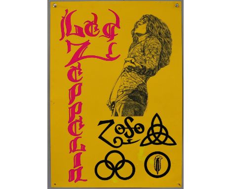 Led Zeppelin - Original hand painted artwork by John Judkins, signed &amp; dated 71, flat, 23.5 x 33 inches.Provenance: I Was