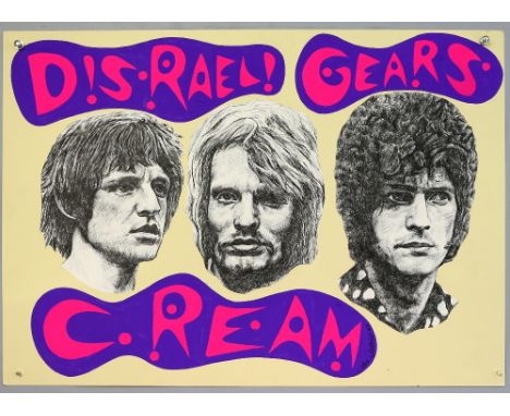 Cream Disraeli Gears - Original hand painted artwork by John Judkins, signed &amp; dated 67, flat, 23.5 x 33 inches.Provenanc