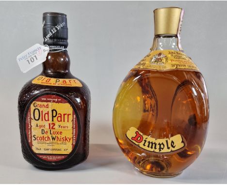 Bottle of Grande Old Parr Deluxe Scotch Whisky.  75cl, in original box, together with a bottle of John Haig &amp; Co Dimple W