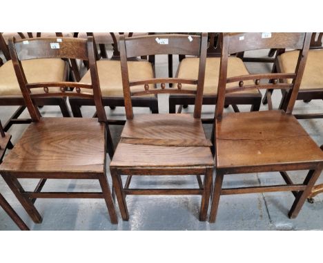 Set of three early 19th century oak bobbin and rail back farmhouse kitchen chairs (3) (B.P. 21% + VAT) 