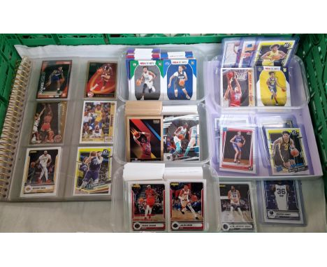Collection of NBA basketball trading cards to include: Michael Jordan, Magic Johnson, Panini,  NBA Hoops, Skybox, Don Russ. R