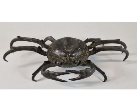 Probably Meiji period Japanese patinated bronze study of a crab. 22cm wide approx. (B.P. 21% + VAT) 