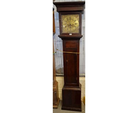 18th century oak brass faced longcase clock having Roman chaptering with date aperture, marked William Griffiths Devyn Nook, 