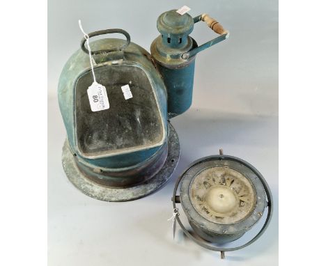 Early 20th century copper naval ship's gimballed  compass. Appearing unmarked.  (B.P. 21% + VAT) 