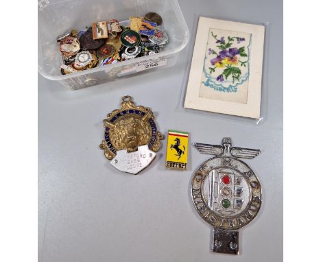 Collection of enamel and other badges, Butlins 1965 etc., large RAOB medal, Horsford Lodge TMA car badge etc. (B.P. 21% + VAT