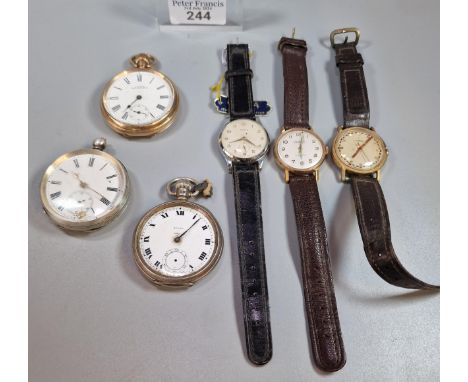 Collection of assorted pocket and wristwatches to include: Ororla gentleman's' steel watch, a Timex gold-plated gentleman's w