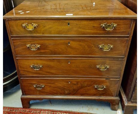 19th century mahogany straight front chest of four long drawers on bracket feet, impressed mark to drawer - H.Mawer & Stephen