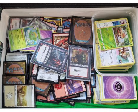 Collection of trading cards to include: Warhammer - Charging Black Knight, Magic Gathering, a tub of Pokemon cards etc. (B.P.