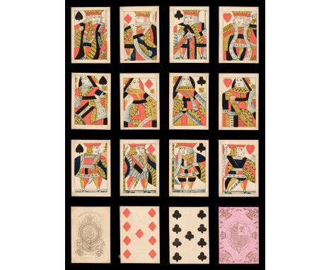 * English playing cards. Royal commemorative deck, Reynolds &amp; Sons, circa 1841, a complete deck of 52 stencil coloured wo