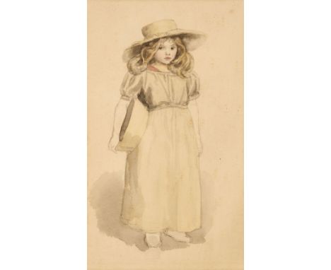 * English School. Portrait of a Young Girl, circa 1910, watercolour and pencil, depiciting a young girl with light brown hair