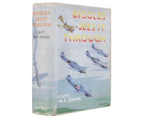 Johns (W.E). Biggles Sees It Through, 1st edition, London: Oxford University Press, 1941, colour frontispiece, 6 black and wh