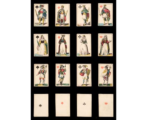 * Translucent playing cards. Cards with hidden erotic illustrations, probably French, circa 1850, a complete deck of 52 stenc