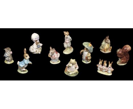 * Beswick. A group of Beatrix Potter figures, each with Beswick gold circle backstamp, issued 1948-1954, ten pottery figurine