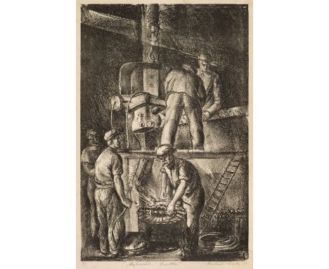 * Cook (Hubert, 1901-1966). Hydraulic Rivetters, 1937, monochrome lithograph on paper, numbered 2/15, signed and dated (19)37